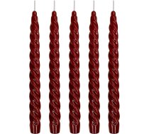 Ebersbacher Kerzenfabrik GmbH Renaissance Taper Candles Twisted Burgundy Iepakojumā 5 gab., izmērs aptuveni 22 x 250 mm, atsevišķi folijā