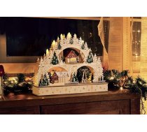 Ziemassvētku svecīšu arkas piramīda ar LED svecēm un taimera funkciju, Ziemassvētku rotājums, koka dizains ar ziemas ainavu, izgaismota gaismas arka