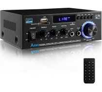 Mājas HiFi audio pastiprinātājs Bluetooth uztvērējs 5.0 divkanālu skaļruņu pastiprinātājs 400Wx2 ar tālvadības pulti un mini displeju mājas kinozāles audio sistēmai