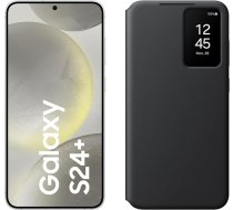 Samsung Galaxy S24+ AI viedtālrunis, 12 GB RAM, 512 GB atmiņa, marmora pelēks, Smart View maku futlāris, melns