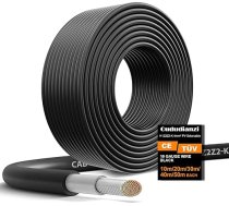 Oududianzi 30 m saules kabelis 4 mm², saules kabelis H1Z2Z2-K 4 mm² no 10 līdz 50 m saules kabelis, saules kabeļa pagarinājums saules moduļu PV kabelim, zemējuma kabelis, vienkāršais kabelis, dubultā izolācija (melns, 30 m)