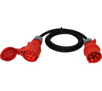 NWP CEE pagarinātājs 2 m 400 V 16 A, melns, IP44 5 x 2,5 mm² H07RN-F - Gumijas šļūtenes kabelis, pagarinātājs būvlaukumiem, rūpniecībai, izmantošanai ārpus telpām
