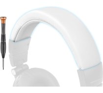 SOPROM Proteīna ādas nomaināmo galvas spilventiņu komplekts austiņām Audio Technica ATH M50, M50X, M50XWH, M50XBT, M50XBT2, M50S/LE, viegla uzstādīšana, balta krāsā
