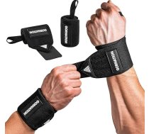 GORNATION Power Wrist Wraps aproces fitnesam, sporta zālei, vingrošanai un svara sportam, plaukstas atbalstam - 1 pāris melns
