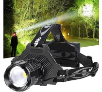 Bud K LED lukturis uzlādējams 30 W super spilgts galvas lukturis 1000 High Lumen ar 6 režīmiem Zoomable IPX6 ūdensizturīgs lukturis āra pārgājieniem, kempingiem, skriešanai, makšķerēšanai, medībām