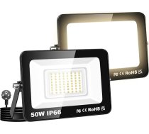Willpower 2 x LED āra prožektors ar kontaktdakšu, LED lukturis 50 W 5000 LM āra prožektors 3000 K siltā baltā krāsā āra prožektors dārza garāžai pagalmam iekštelpās IP66 ūdensizturīgs