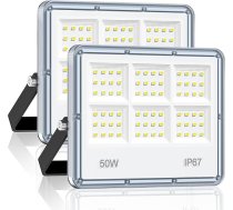 50 W āra LED prožektors - 2 gabali 5000 LM 72 LED Super spilgti LED prožektori āra prožektors Ūdensizturīgs IP67 7000 K Cool White āra prožektors garāžām, pagalmiem, rūpnīcām, ceļiem, stadioniem