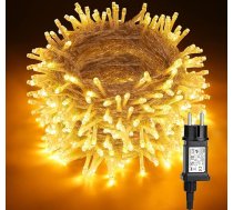 BrizLabs āra Ziemassvētku apgaismojums, 50 m 500 LED pasaku gaismas, āra siltā baltā krāsā ar kontaktdakšu, 8 režīmi, ūdensizturīgs, Ziemassvētku eglīšu pasaku gaismas logiem, telpām, iekštelpām, ārtelpām, dārzam, kāzām,
