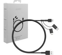 Cb-bal5 3in1 kabelis micro usb | usb-c | lightning | 1,2 m neilona pinums melns