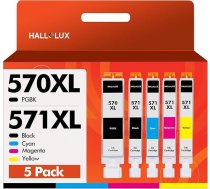 PGI-570 CLI-571 XL 570XL 571XL printeru kasetnes, kas saderīgas ar Canon 571 570 Multipack XL, paredzētas Canon TS5050 printeru kasetnēm MG5750 TS5055 MG6852 MG5753 (PGBK melns, zils, dzeltens, dzeltens, purpursarkans, 5 gab.)