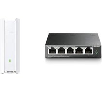 TP-Link EAP610-Outdoor AX1800 Gigabit Dual-Band WiFi 6 WLAN piekļuves punkts ar TL-SG1005P 5 portu gigabitu PoE komutatoru