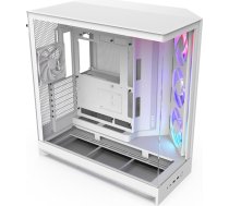 NZXT H9 Flow RGB (2025) - Liela divkameru ATX Mid-Tower gaisa plūsmas datorkorpusa - Komplektā ietilpst 1 x 420 mm RGB ventilators un 1 x 120 mm ventilators - 420 mm radiatora atbalsts - Rūdīts stikls - Balts