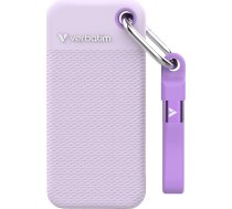 Verbatim Pocket SSD 2TB ārējais SSD USB 3.2 Gen 2 USB 3.2 līdz 1000MB/s lasīšanas un rakstīšanas ātruma ārējais cietais disks ar 2 gumijas vāciņiem (balts un violets) PC, Mac un konsolēm Violets