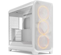 Fractal Design Meshify 3 XL White Tempered Glass Clear Tint - Spēļu datora korpuss - Facet Mesh priekšpuse - Trīs Momentum 14 ventilatori komplektā - GPU līdz 512 mm garumā - E-ATX/ATX/mATX atbalsts