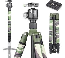 INNOREL RT75CG oglekļa šķiedras statīvs 172 cm 2-in-1 statīvs monopods Profesionāls lieljaudas kameru statīvs maksimālā slodze 20 kg maksimālā caurule 29 mm ar centrālo kolonnu N44 lodveida galvas statīva soma (RT75CG+N44)