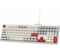 MAMBASNAKE V300 108 taustiņu vadu spēļu tastatūra Jauktu krāsu membrānas tastatūra ar RGB apgaismojumu Pilna izmēra tastatūra ar multimediju taustiņiem, ASV izkārtojums - pelēki sarkana