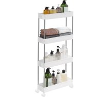 SONGMICS 4 līmeņu virtuves ratiņu plaukts uz riteņiem, kas ietaupa vietu Vannas istabas plaukts un virtuves plaukts 40 x 12,5 x 86 cm