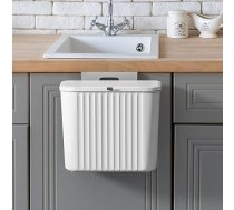 Warmiehomy Virtuves atkritumu urna, 7L piekaramā atkritumu urna ar vāku, pie sienas uzstādāma komposta tvertne virtuvei, zem izlietnes, skapītim, vannas istabai, 26 x 15,5 x 2 x 3,1 cm