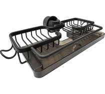 LACEEZEN izlietnes organizators, sūkļu turētājs, izlietnes krāniem ar diametru 1,78 - 2,8 cm, apaļš, vietu taupošs trauku lupatiņu turētājs, virtuves organizators, melns