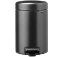 Brabantia NewIcon mazā vannasistabas atkritumu urna ar vāku, 3 litri, ar pedāļa mehānismu, kas aizsargā pret smaku, ar noņemamu iekšējo spaini vannas istabai, tualetei vai nelielām telpām, pārliecinoši pelēka krāsa