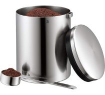 WMF Kult tējas / kafijas kanna no nerūsējošā tērauda 500 g, nerūsējošā tērauda skārda ar mērkaroti, kafijas pupiņu trauks, Kromargan matēts nerūsējošais tērauds, kafijas pulverim un kafijas pupiņām