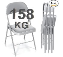 Saliekamie krēsli 4 dārza krēslu komplekts Saliekamais krēsls līdz 150 kg Saliekamais krēsls viesiem Virtuves jogas krēsls ēdamistabai Pelēks