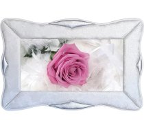 Rozā ziedu fuksijas attēls ar baltu mākslīgās ādas lauvu rāmī Dzīvojamās istabas guļamistabas virtuves biroja mēbeles restorānam Noderīgs oriģināls un lēts (sudraba krāsā, 90 x 60)