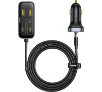 Auto lādētājs ar pagarinātāju USB-A USB-C 110W 1,5 m - melns