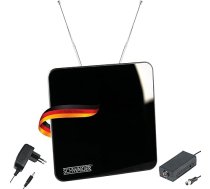 SCHWAIGER 720372 DVB-T2 iekštelpu antena aktīva ar pastiprinātāju DAB+ DVB-T antena Televīzijas LTE Cut Filter uztvērējs Digitālā televīzija Teleskopiskie stieņi ar statīvu Melns