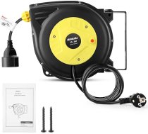 Profesionāla automātiskā kabeļu spole 10 m + 3 m pie sienas un griestiem Izvelkamais barošanas cilindrs 1250 W ~ 2000 W Automātiskā kabeļu spole 180° pagriežama izmantošanai iekštelpās un ārpus telpām Kabeļu spoles