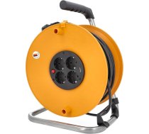 kā - Schwabe kabeļu rullis 25 m - 4 iebūvētas kontaktligzdas - aizsardzība pret pārkaršanu - stāvbremze - 230 V/16 A/3500 W - kabeļu ceļvedis - ražots Vācijā - IP20 - oranžs, 11480