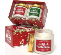 VEGISHINE Aromatizētas sveces Ziemassvētkiem, 2 aromātiskās sveces, smaržīgo sveču komplekts, smaržīgās sveces stiklā Ziemassvētkiem, Ziemassvētku dāvanas sievietēm, mazas Ziemassvētku dāvanas vīriešiem, sveces ar Ziemassvētku motīvie