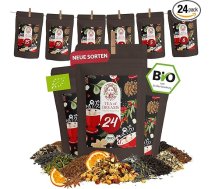 Tējas adventes kalendārs 2025 Organic - dāvana sievietēm un vīriešiem - ar mīlestību ražots cilvēkiem ar invaliditāti - 24 x 10 g Ziemassvētku kalendārs