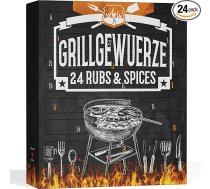 BOXILAND Organic BBQ Advent kalendārs 2025 - 24 augstākās kvalitātes garšvielas bārbekjū cienītājiem, elegants Ziemassvētku kalendārs vīriešiem, bārbekjū faniem un pazinējiem, dāvana Ziemassvētkiem