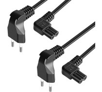 EONVIC Taisnā leņķa Eiro kontaktdakša ar C7 strāvas kabeli, 250 V 2,5 A strāvas kabelis, C tipa CEE 7/16 spraudnis ar C7 spraudni DELL Samsung klēpjdatora monitoram LG Philips televizoram Mazā sadzīves tehnika, 3 m, 2 gab., iepakojumā