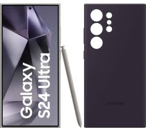 Samsung Galaxy S24 Ultra AI viedtālrunis, 12GB RAM/512GB atmiņa, titāna violets, silikona korpuss tumši violets