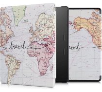 kwmobile Flip Case saderīgs ar Amazon Kindle Oasis 10. paaudzes lasītāju - Futrālis - Travel Lettering Black Multicolor