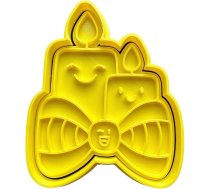 The Cookie Cutter Hub Ausstechform Weihnachtskerzen und passender Präger für Plätzchen Kekse Ton Backen Dekoration