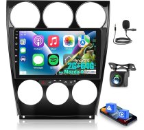 Android Autoradio für Mazda 6 2004-2015, 9 Zoll 1080P Touchscreen Stereo mit kabellosem CarPlay & Android Auto, GPS WiFi DSP FM RDS, 2+64G, AHD Rückfahrkamera & Externes Mikrofon