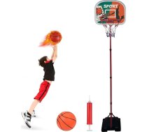 Basketbola grozs ar pamatni, augstums 180 cm, regulējams no 110 cm līdz 180 cm, iekštelpu un āra basketbola grozs ar piepildāmu pamatni, metāla stabu un grozu ar bumbu sūkni