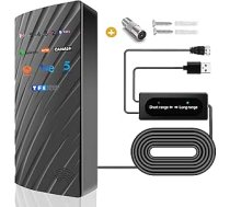 DVB-T2 HD antena iekštelpās Āra 39DBI 480 km diapazona iekštelpu Freeview antena ar inteliģento signāla pastiprinātāju, dubultā signāla režīmu un 10 m kabeli Atbalsta HD TV 1080P 4K