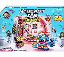 MrBeast Hyper Fusion Adventes kalendārs svētkiem, atveriet vienas durvis dienā un atklājiet 14 ekskluzīvus svētku mini monstrus, 22 svētku uzlīmes un 7 svētku Fusion kapsulas