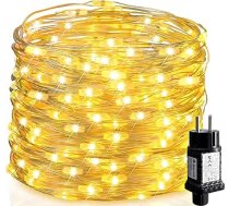 SALCAR 100 m LED pasaku gaismas vara stieple, 1000 LED pasaku gaismas stieple ar 8 režīmiem, ūdensizturīgs Ziemassvētku apgaismojums iekštelpām, telpām, kokiem, dārzam, ballītēm, kāzu dekorēšanai, silti balts