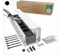 UNITURE® Cable Duct Desk [DEKRA sertificēts] - Komplekts ar 1 kabeļu turētāju - 40 cm kabeļu turētājs - Kabeļu turētājs - Kabeļu turētājs zem galda - Balts