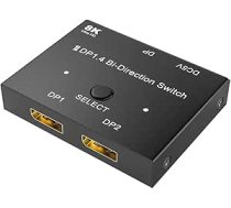 Displayport Switch 8K divvirzienu DP 1.4 Switcher DP Splitter Converter 2 in 1 Out/1 in 2 Out, 8K @ 60Hz 4K @ 144Hz priekš PC Host Laptop Monitor TV Projektors
