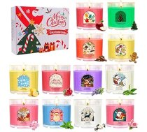 Aromatizētas sveces Ziemassvētkiem, 12 gab., 2,5 oz aromātisko sveču dāvanu komplekts sievietēm, Ziemassvētku sveces, sojas vaska aromātiskās sveces stiklā, Ziemassvētku dāvanas sievai, draudzenei, draudzenei, labākajam draugam, kolēģei