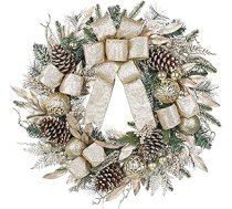 Arbrous Durvju vainags Ziemassvētki 60 cm Mākslīgais Adventes vainags Ziemassvētku vainags ar čiekuriem Egļu vainags ar Ziemassvētku pušķiem Šampanieša dekoratīvais vainags priekšējām durvīm Iekštelpu galda logam Ziemassvētki