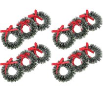 VICASKY Mini Ziemassvētku vainags Miniature Wreath Bowknot Door Wreath 20 gabali Mākslīgais dekoratīvais vainags Lelles mājas aksesuāri Lelles mājas dekorācijas Fejas Dārza rotājumi Ziemassvētku rotājumi,