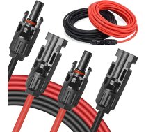 Saules kabelis 4 mm² 10 m x 2 Saules pagarināšanas kabelis ar saules kontaktdakšu, saules fotoelementu pagarināšanas kabelis saules paneļiem Balkona elektrostacijas saules kabelis (2-20 m, 4 mm2, 6 mm2)