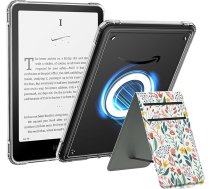 MoKo Stand Case for 7 Inch Kindle Paperwhite 2024 12th Gen & Kindle Colorsoft Signature Edition 2024, Stand Cover Ultra Thin DIY Case with Wireless Charger, Flower